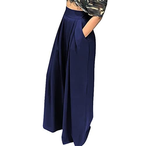 MESLIMA High-Waisted Wide Leg Stretch Palazzo Pants for Women