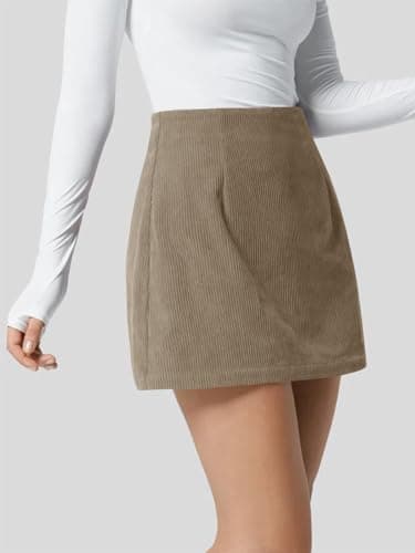 Wenrine Women's High Waist Corduroy Mini Skirt
