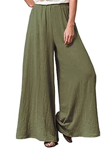 Hisanny Plus Size Wide Leg Linen Pants with Pockets L 5XL