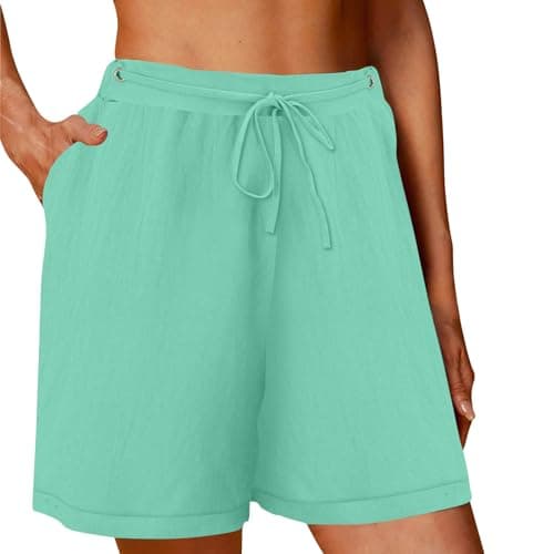 Sktremeuru Women's Plus Size Lightweight Linen Drawstring Shorts