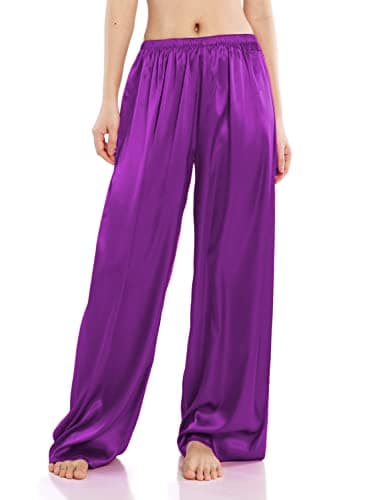 Wantschun Women's Wide Leg Satin Silk Pajama Pants