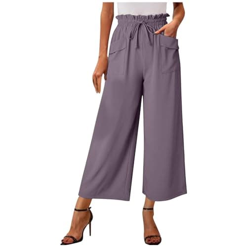 2024 Summer High-Waisted Wide Leg Linen Pant with Big Side Pockets