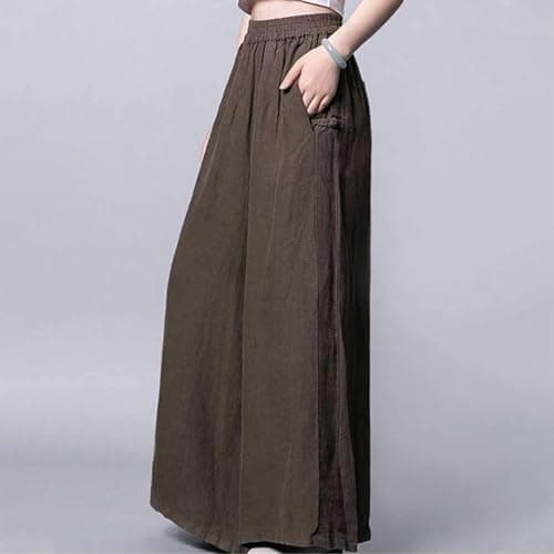 Yxzogd Plus Size Elastic Waist Cotton Linen Palazzo Pants with Pockets