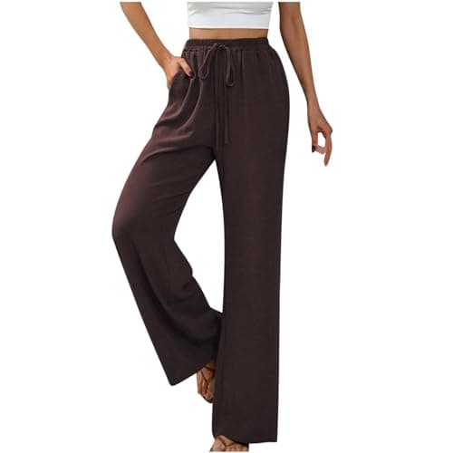 Yxzogd High-Waisted Loose Flowy Palazzo Pants for Women Summer Business Casual