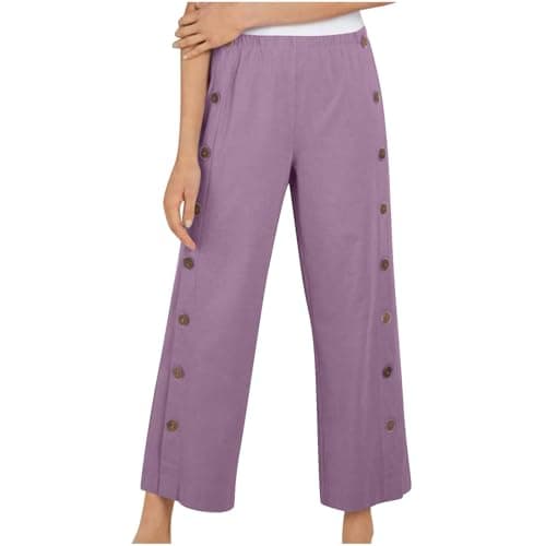 Yxzogd Women's High Waisted Wide Leg Cotton Linen Trousers