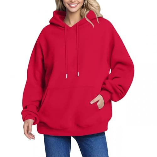 Oversized Y2K Hoodie for Women | Shusuen Long Sleeve Drawstring Sweatshirt with Pocket