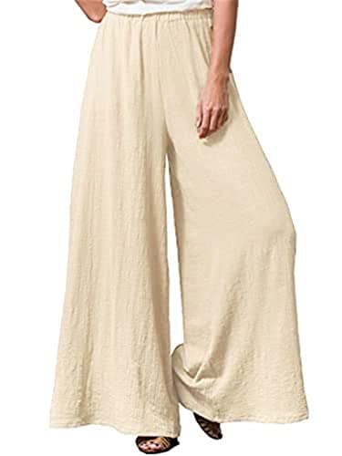 Hisanny Plus Size Wide Leg Linen Pants with Pockets L 5XL