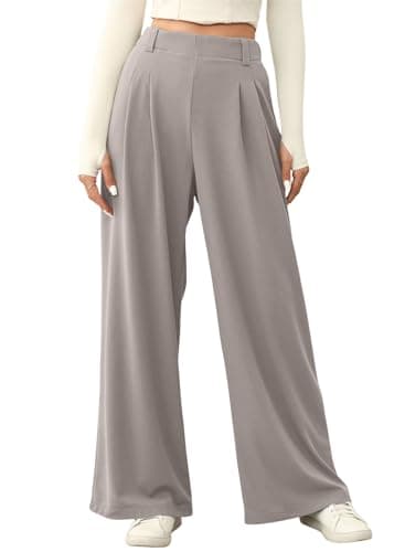 EVALESS Women's High Waisted Wide Leg Waffle Knit Palazzo Pants with Pockets
