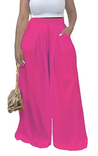 Miiyana Plus Size High Waisted Wide Leg Palazzo Trousers