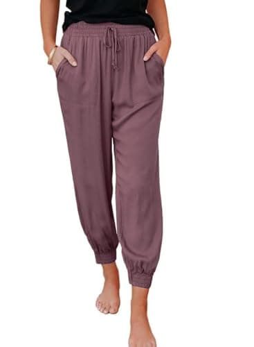 Dokotoo Women's Soft Casual Elastic Waist Jogger Pants with Pockets