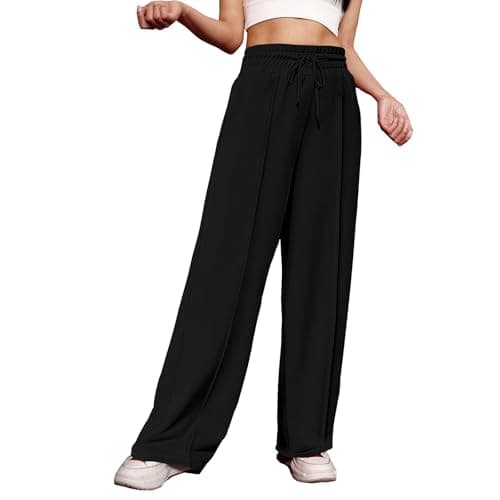Yxzogd Women's Wide Leg High-Waisted Elastic Sweatpants Spring Casual Trousers