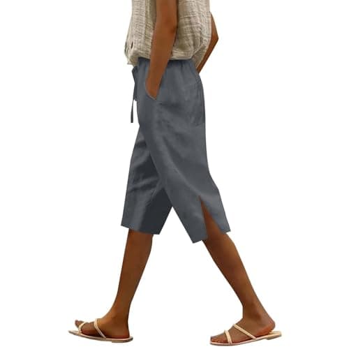 Lightweight Women's Knee-Length Bermuda Shorts in Linen with Pockets