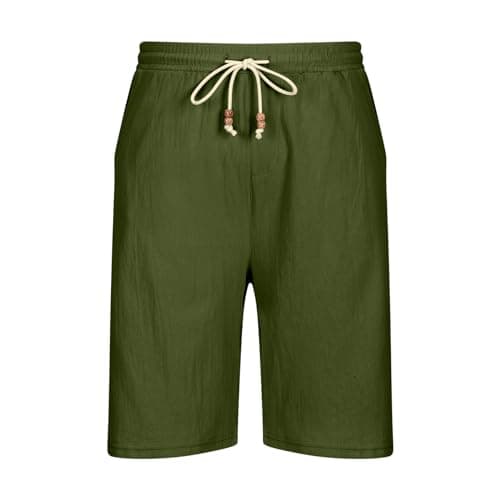 Sunaei Men's Cotton Linen Shorts for Casual Summer Athletic Wear