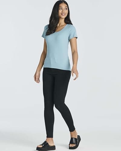 Real Essentials 5 Pack Women's Soft Ribbed V-Neck Tee Summer Shirt