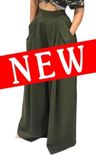 Chatinction Women's High Waist Pleated Polka Dot Printed Wide Leg Pants