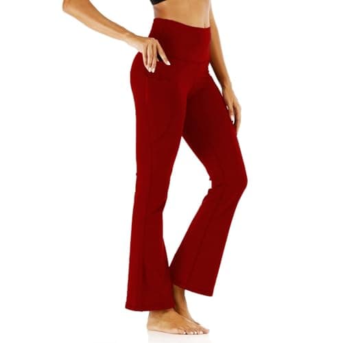 Women's High Waist Flare Yoga Pants with Pockets & Tummy Control