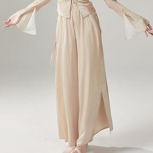 Women's Lightweight Pleated Palazzo Pants High Waisted Flared Trousers