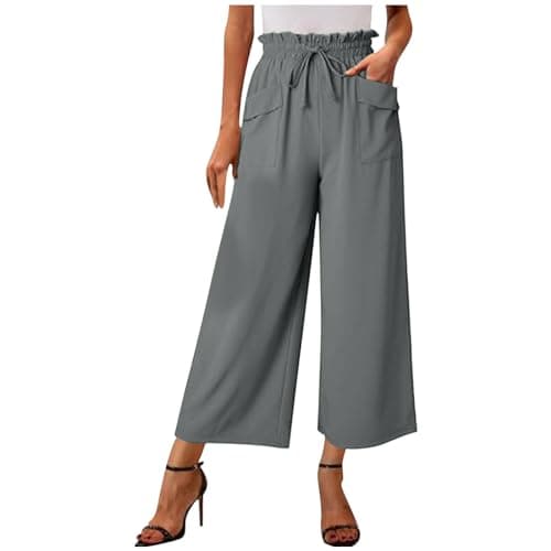 2024 Summer High-Waisted Wide Leg Linen Pant with Big Side Pockets