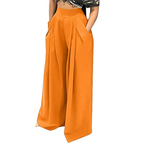 MESLIMA High-Waisted Wide Leg Stretch Palazzo Pants for Women