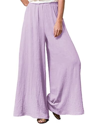 Hisanny Plus Size Wide Leg Linen Pants with Pockets L 5XL