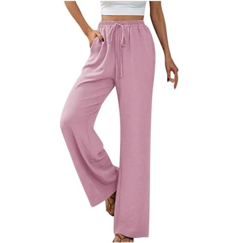 Yxzogd High-Waisted Loose Flowy Palazzo Pants for Women Summer Business Casual