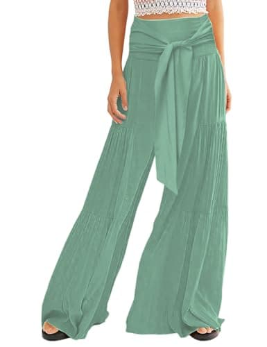 Lrady Women's Boho Printed Wide Leg Palazzo Pants