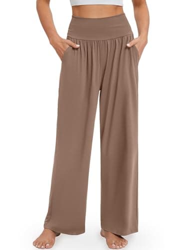 Gracyoga Wide Leg High Waisted Flowy Yoga Pants for Women