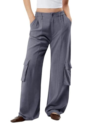 Dokotoo Women's Wide Leg Flowy High Waist Stretch Palazzo Pants with 4 Pockets
