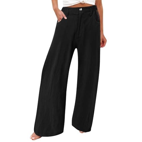 Women's Cotton Linen Wide Leg Trousers for Work