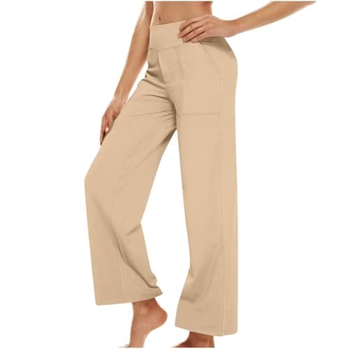 Yxyzogd Wide Leg High Waisted Yoga Pants for Women Tummy Control with Pockets