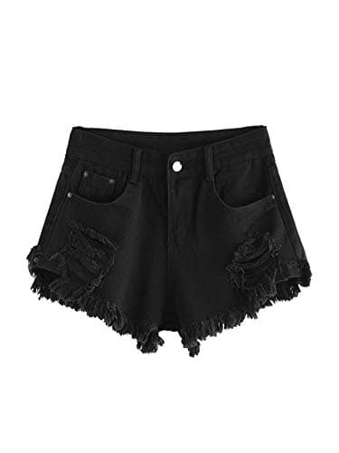 WDIRARA Women's High-Waisted Raw Hem Distressed Casual Denim Shorts