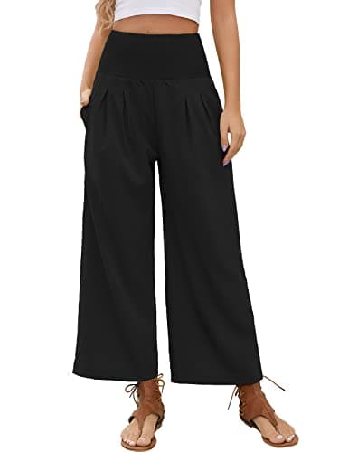 QIANXIZHAN Women's Cropped Wide Leg Palazzo Pants