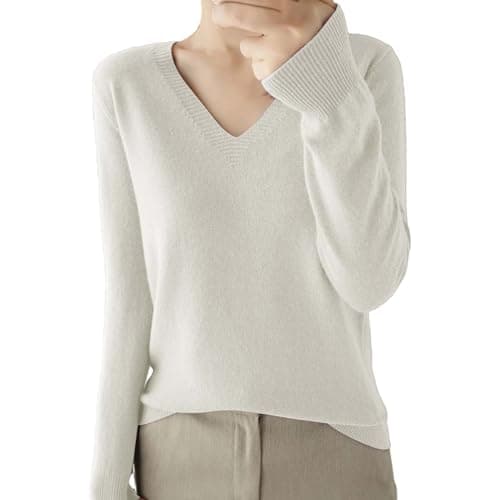 Soft V-Neck Wool Blend Sweater for Women Fall Fashion Tops