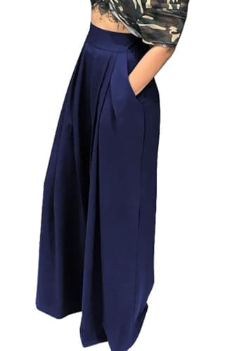 Chatinction Women's High Waist Pleated Polka Dot Printed Wide Leg Pants