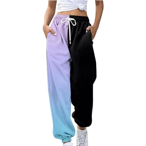 Y2K Aesthetic Women's High-Waisted Cinch Bottom Sweatpants with Pockets