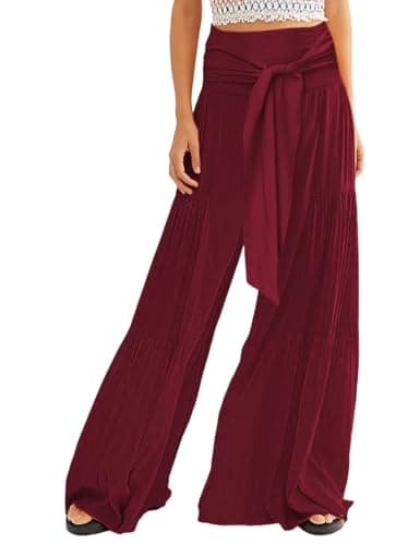 Lrady Women's Boho Printed Wide Leg Palazzo Pants