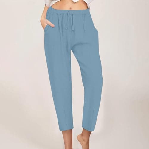 High Waisted Drawstring Tapered Palazzo Pants for Women