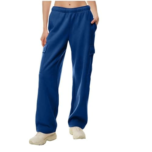 SMIDOW Women's High-Waisted Fleece Baggy Sweatpants Cargo Casual Joggers