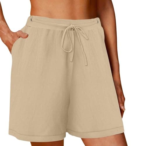 Sktremeuru Women's Plus Size Lightweight Linen Drawstring Shorts