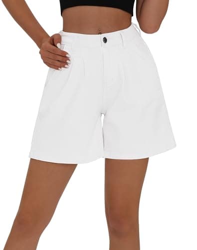 Rosswear Women's High-Waisted Wide Leg Denim Stretch Jean Shorts