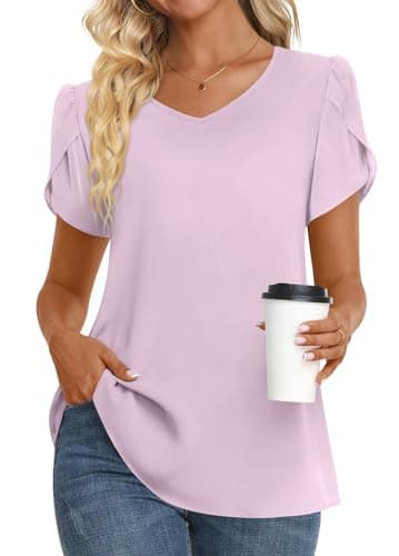 Womens Summer V Neck Chiffon Tunic Tops M-3XL