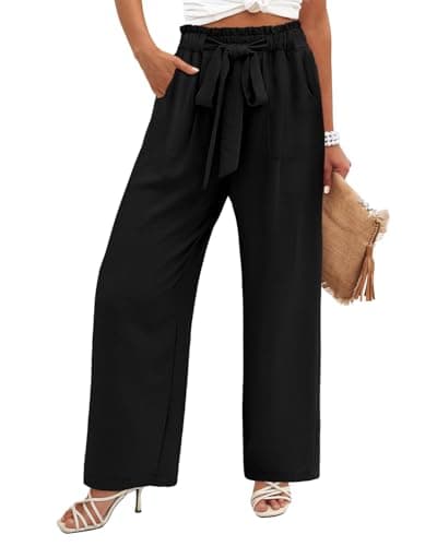 Flowy Women's Wide Leg Pants with Elastic Waist and Pockets, Ideal for Business or Casual Wear