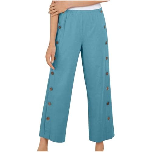Yxzogd Women's High Waisted Wide Leg Cotton Linen Trousers