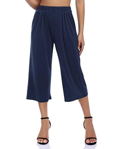 GlorySunshine Women's Elastic Waist Palazzo Pants with Pockets