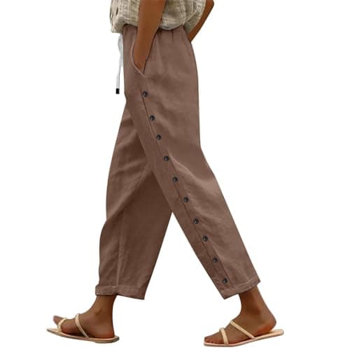 Boho Striped Linen Pants for Women Summer Casual Beach