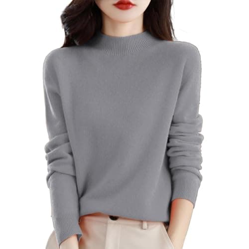 Trendy Women's Lightweight Cashmere Crew Neck Pullover