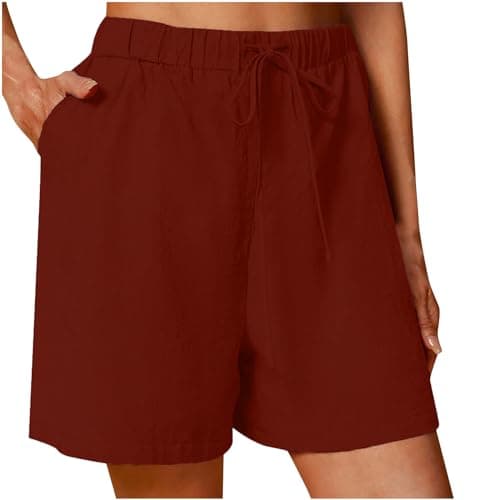 Sktremeuru Women's 2025 Trendy Linen Drawstring Shorts