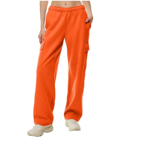 SMIDOW Women's High-Waisted Fleece Baggy Sweatpants Cargo Casual Joggers