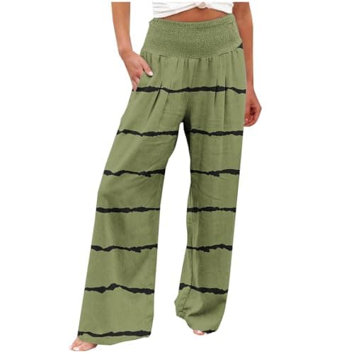 Yxzogd Striped High-Waisted Wide Leg Palazzo Pants for Women