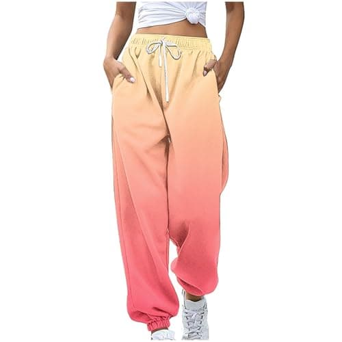 SMIDOW Women's Trendy Fall Gradient High-Waisted Jogger Pants